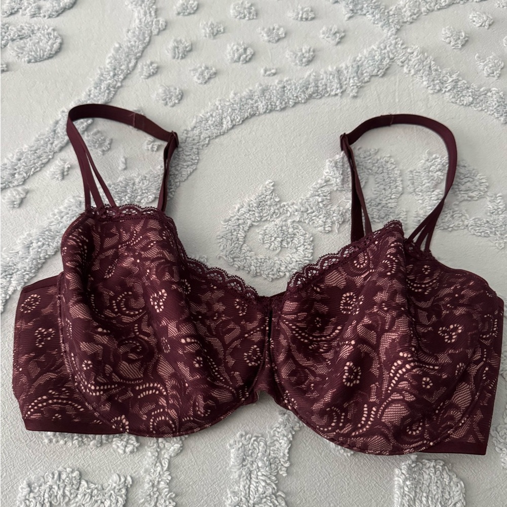 Soma Elegant Lace Burgundy Balconet Bra 34DD